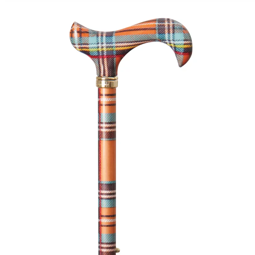 Bastone da passeggio regolabile in tartan multicolore