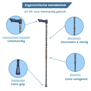 impugnatura ergonomica a sinistra caratteristiche del Bastone da passeggio ergonomico