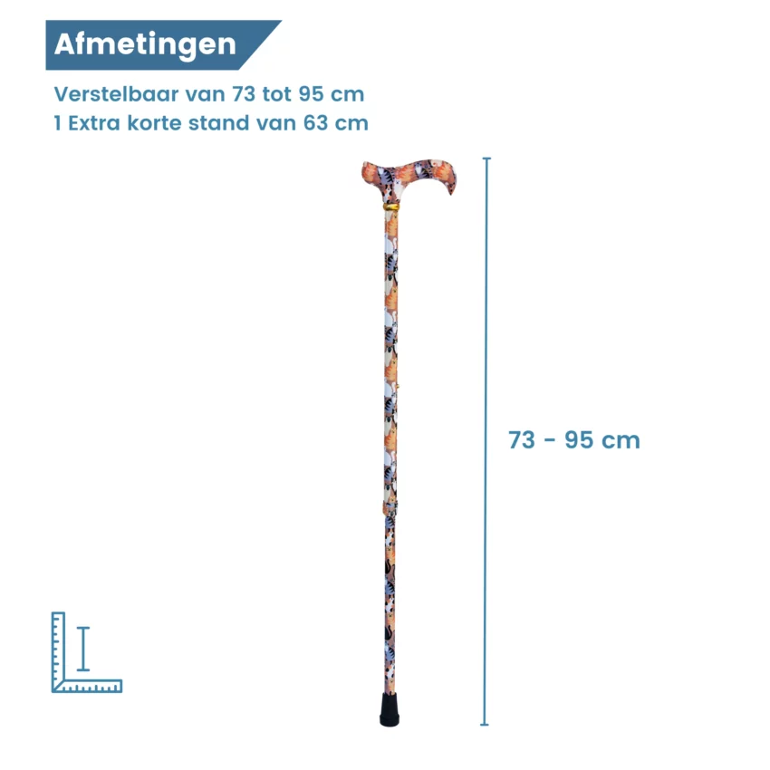 Bastone da passeggio regolabile con gatti arancioni – dimensioni