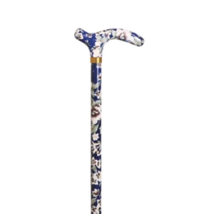 Bastone da passeggio regolabile con impugnatura Petit Derby blu a fiori