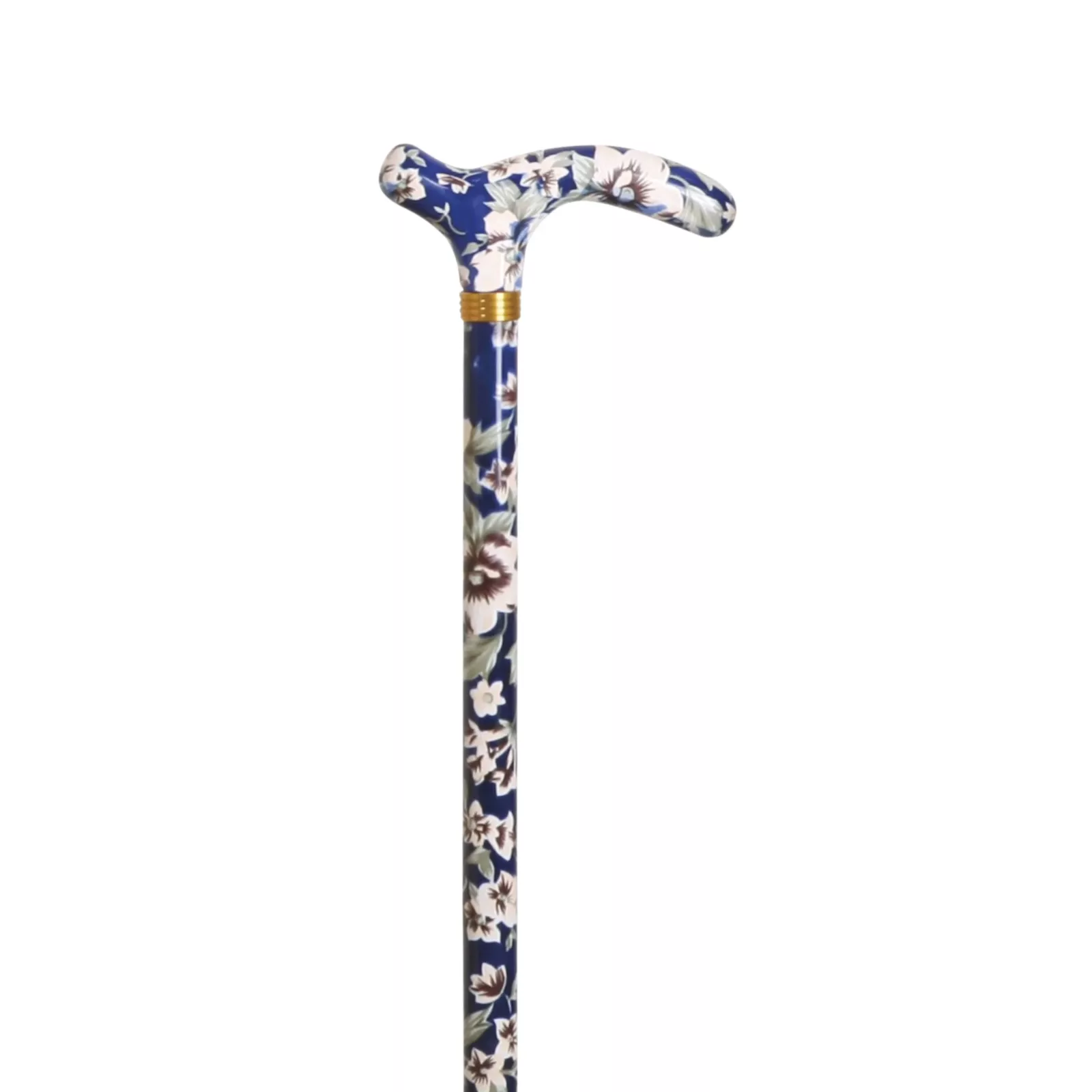 Bastone da passeggio regolabile con impugnatura Petit Derby blu a fiori