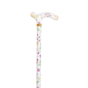 Bastone da passeggio regolabile con impugnatura Petit Derby bianca a fiori