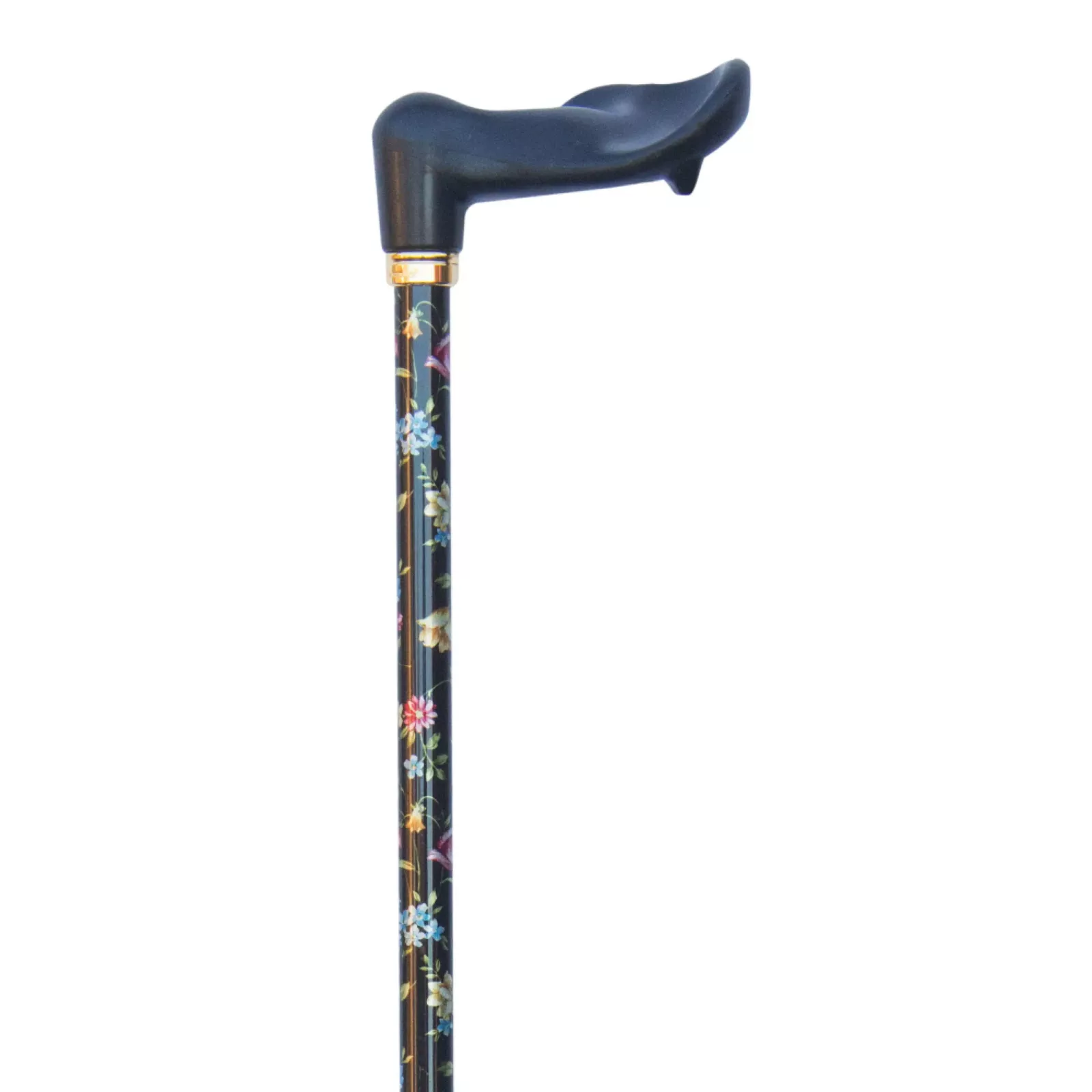 Bastone da passeggio regolabile con impugnatura ergonomica a destra decorata con fiori