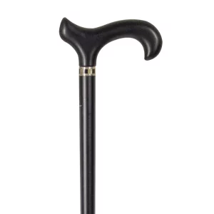Bastone da passeggio in legno di faggio nero con collare in stile Art Déco