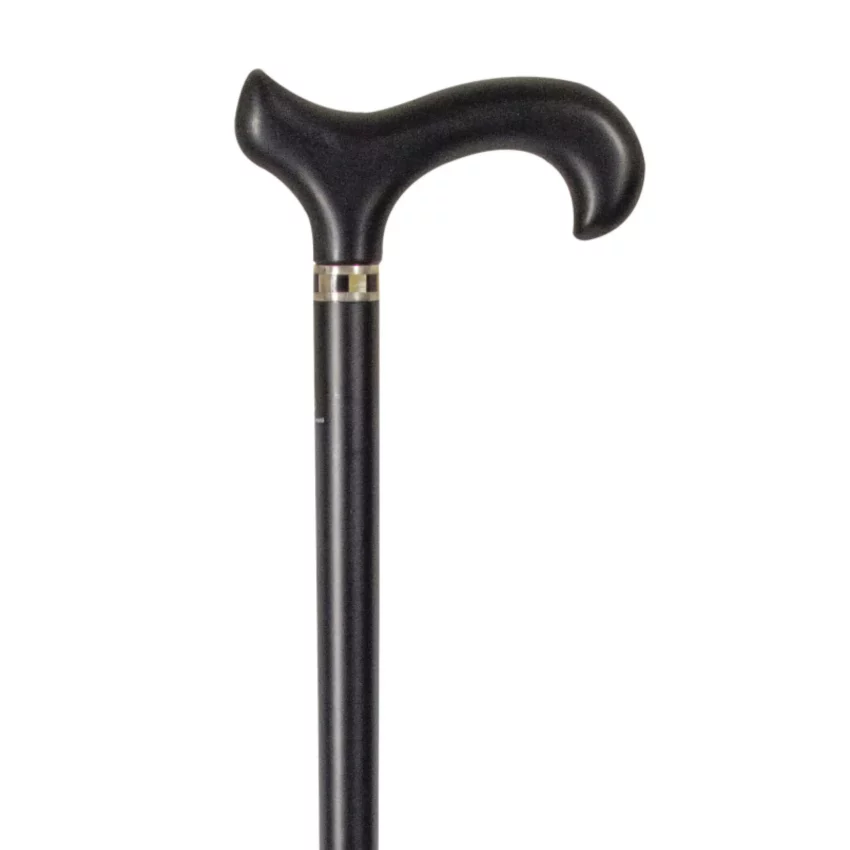 Bastone da passeggio in legno di faggio nero con collare in stile Art Déco