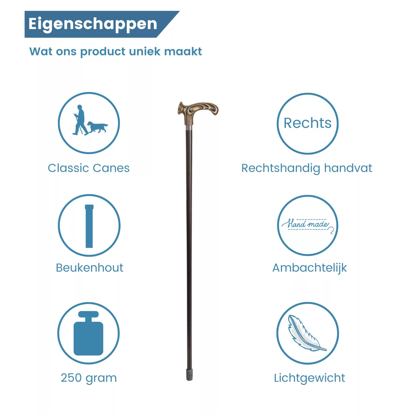 Caratteristiche del bastone da passeggio ergonomico con impugnatura laminata