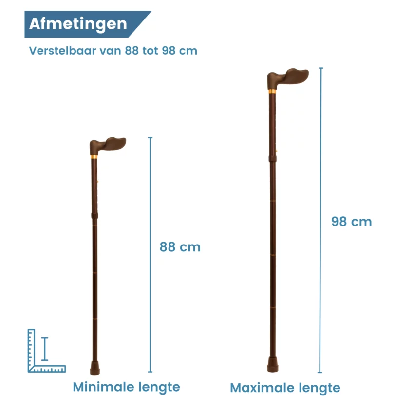 Bastone da passeggio ergonomico pieghevole color bronzo soft touch per destrimani – dimensioni