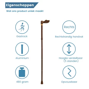 Caratteristiche del bastone da passeggio ergonomico pieghevole