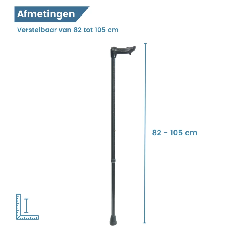 Dimensioni del bastone da passeggio con impugnatura anatomica per destrimani