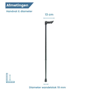 Bastone da passeggio ergonomico per destrimani, regolabile, nero, diametro