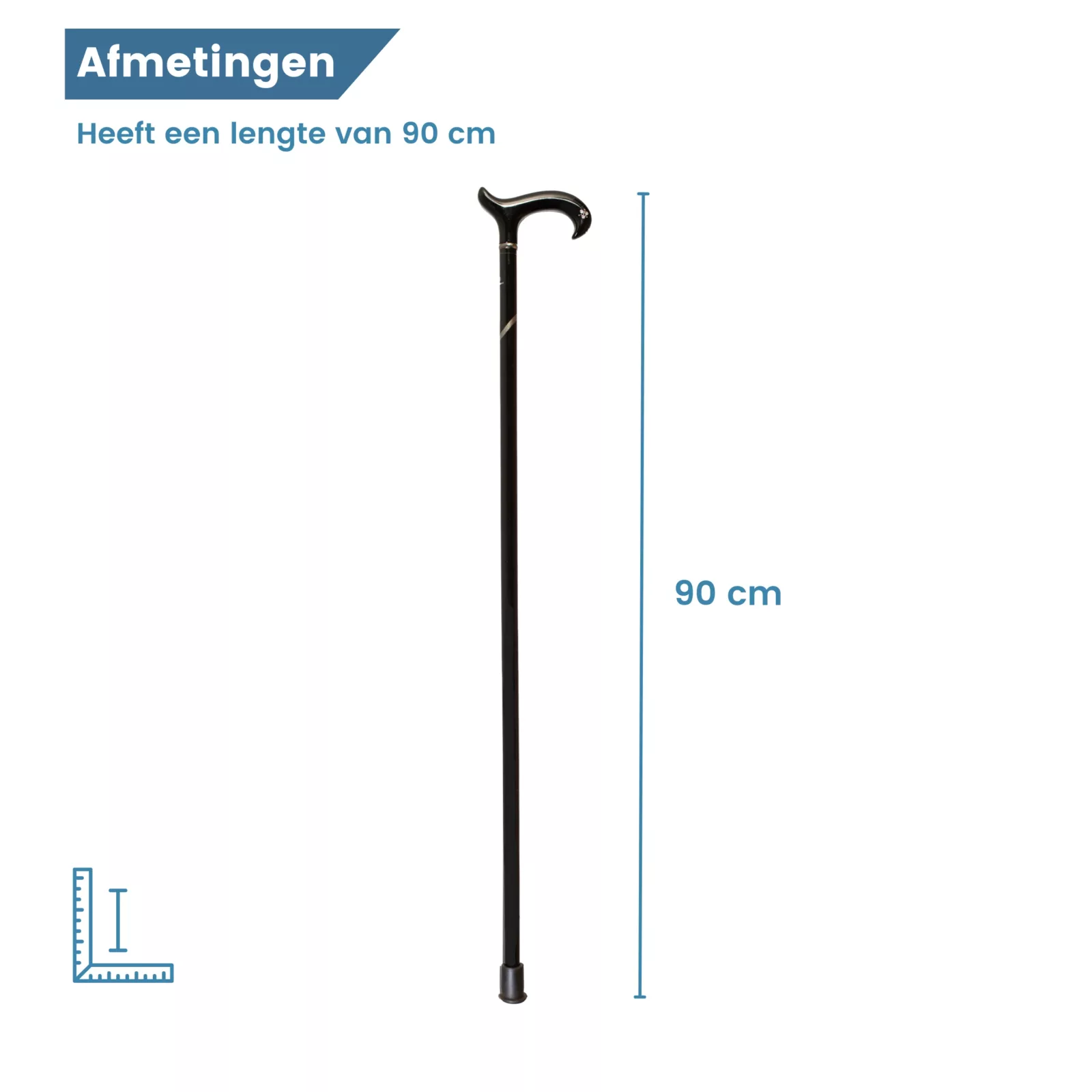 Lunghezza 90 cm, bastone da passeggio in legno massiccio