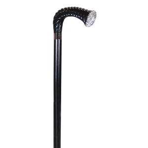 Bastone da passeggio di lusso con cristalli Swarovski, nero