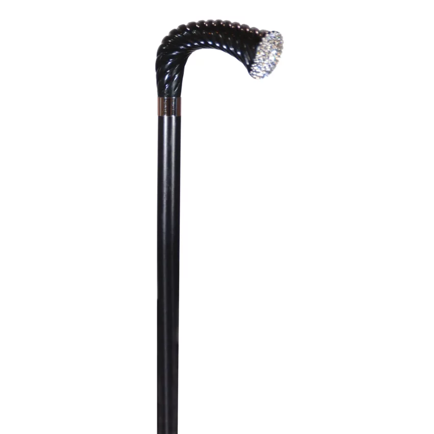 Bastone da passeggio di lusso con cristalli Swarovski, nero