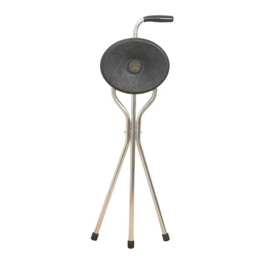 Bastone da passeggio con sedile a tre piedi Trio Maxi nero