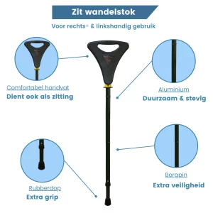 Bastone da passeggio con sedile walker flipstick verde usp