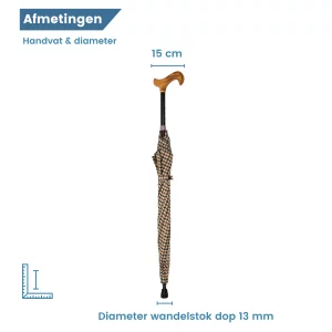 Bastone da passeggio regolabile a ombrello, colore beige, diametro
