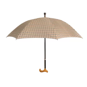 Bastone da passeggio regolabile a forma di ombrello, color beige, aperto