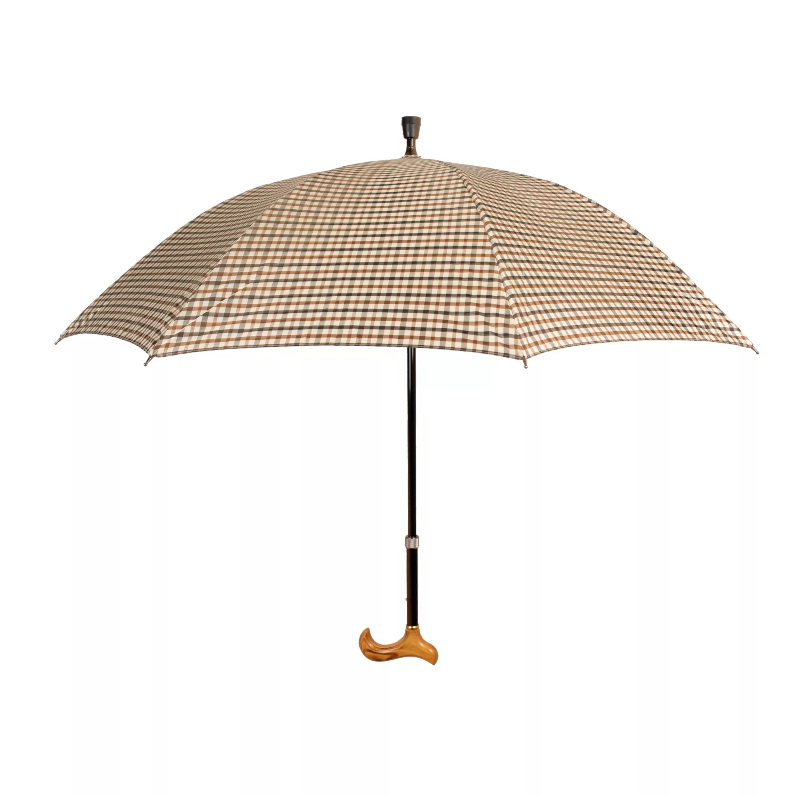 Bastone da passeggio regolabile a forma di ombrello, color beige, aperto