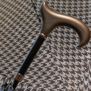 Ombrello Bastone da passeggio regolabile, bianco con dettagli marroni, lunghezza 102 cm