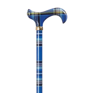 Bastone da passeggio telescopico con motivo tartan blu