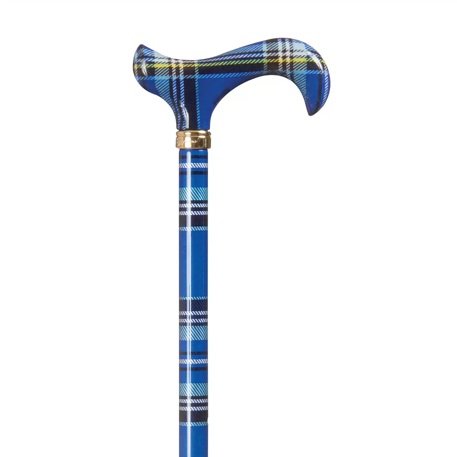 Bastone da passeggio telescopico con motivo tartan blu
