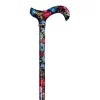 Classic Canes Bastone da passeggio regolabile – Nero e blu – Fiori – Tea Party