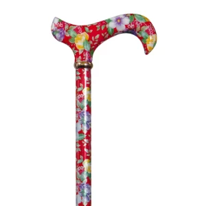 Bastone da passeggio regolabile con fiori rossi