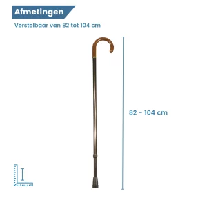Bastone da passeggio regolabile XL con impugnatura rotonda – dimensioni