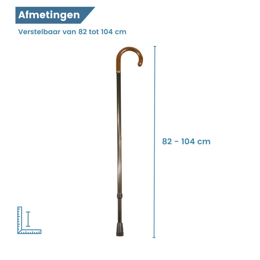 Bastone da passeggio regolabile XL con impugnatura rotonda – dimensioni