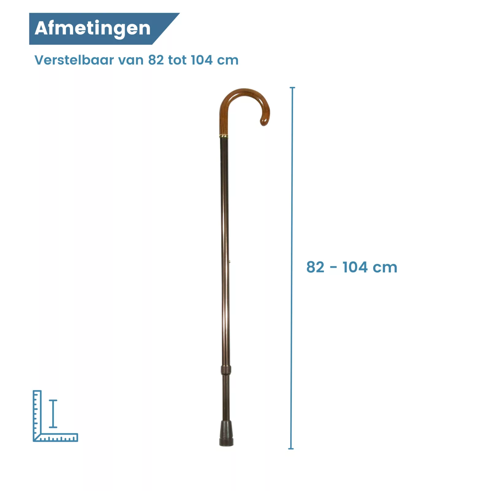 Bastone da passeggio regolabile XL con impugnatura rotonda – dimensioni