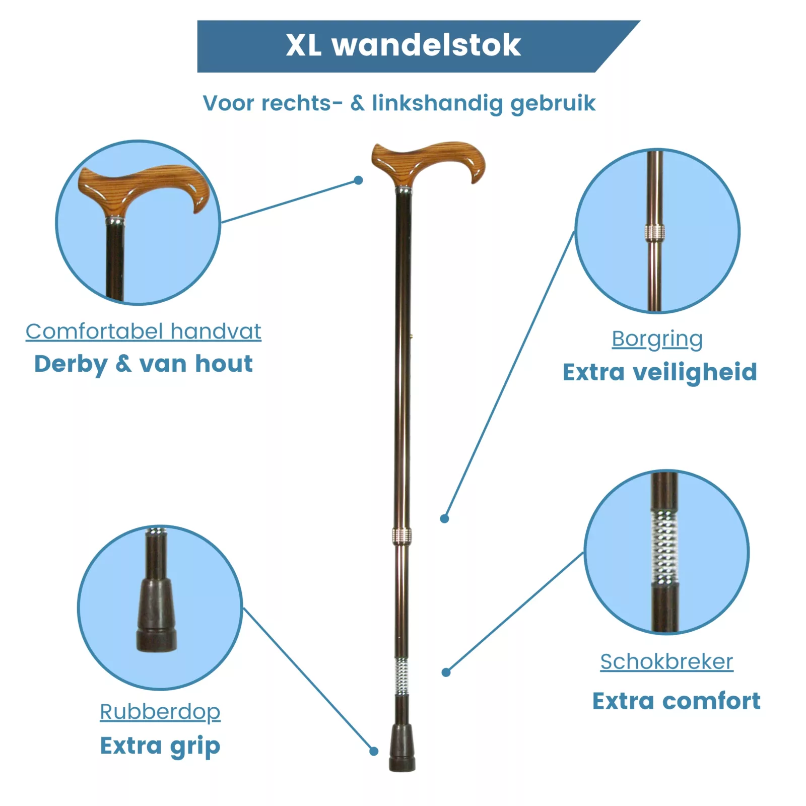 Bastone da passeggio regolabile XL