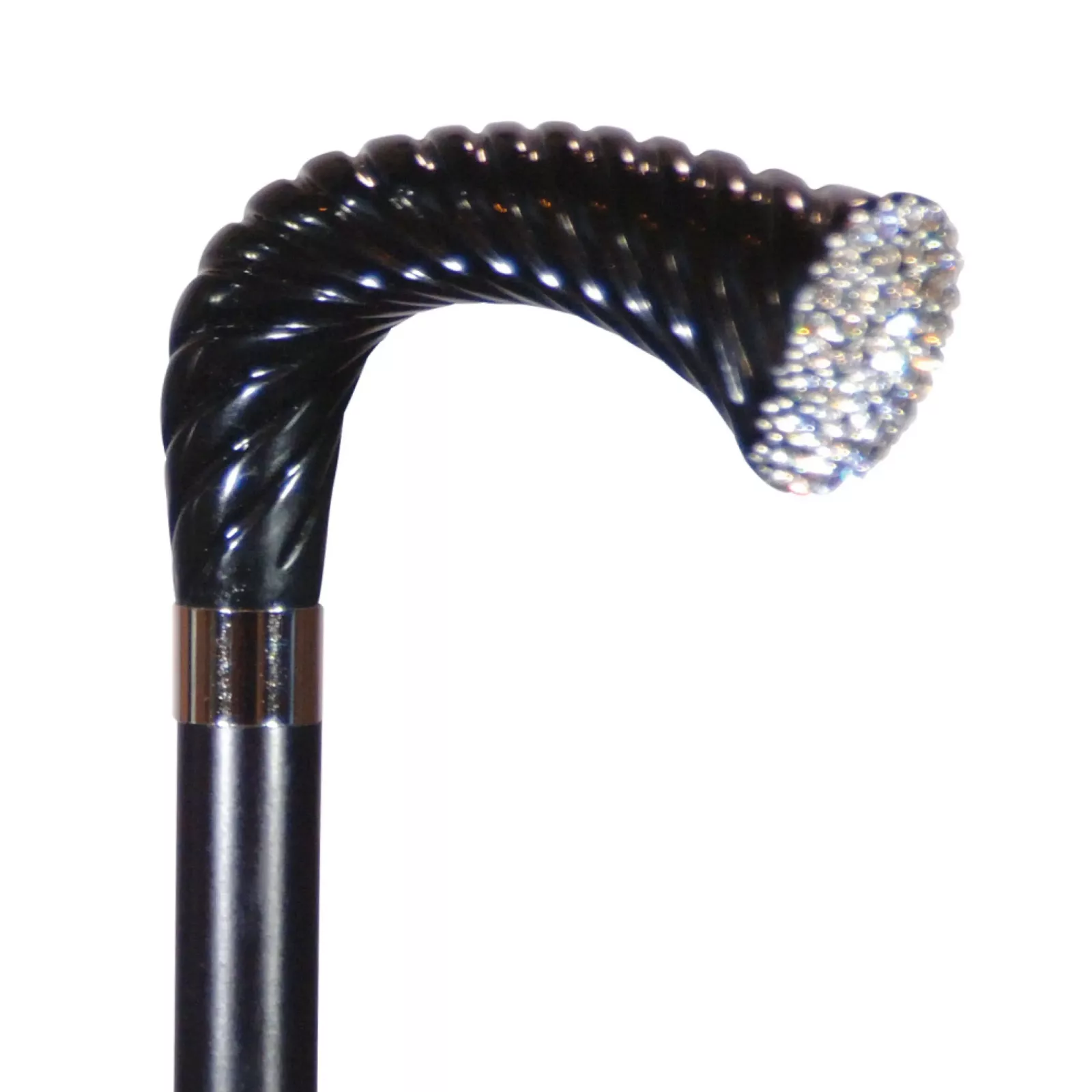 Bastone da passeggio di lusso in nero con cristalli Swarovski