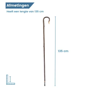 Bastone da pastore in legno di castagno con corteccia, lunghezza 135 cm