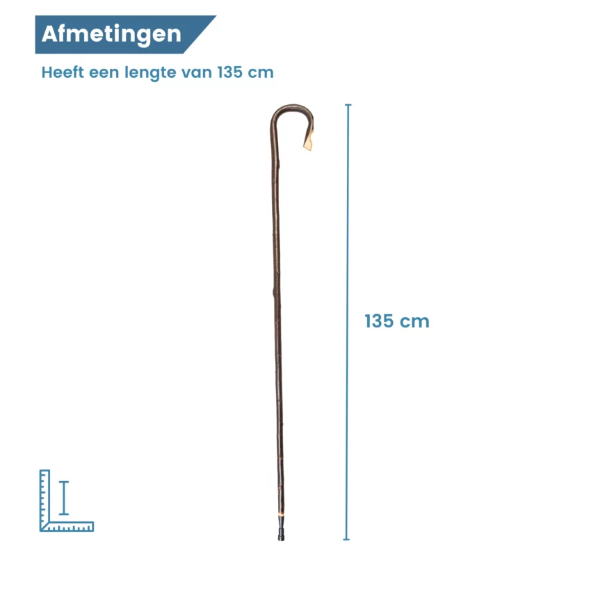 Bastone da pastore in legno di castagno con corteccia, lunghezza 135 cm