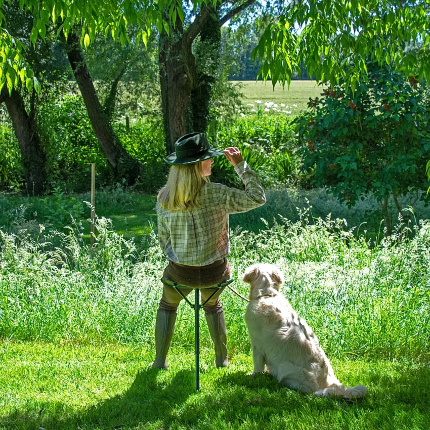 Bastone da passeggio con sedile verde