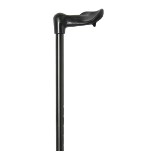 Bastone da passeggio ergonomico nero con ammortizzatore, impugnatura destra
