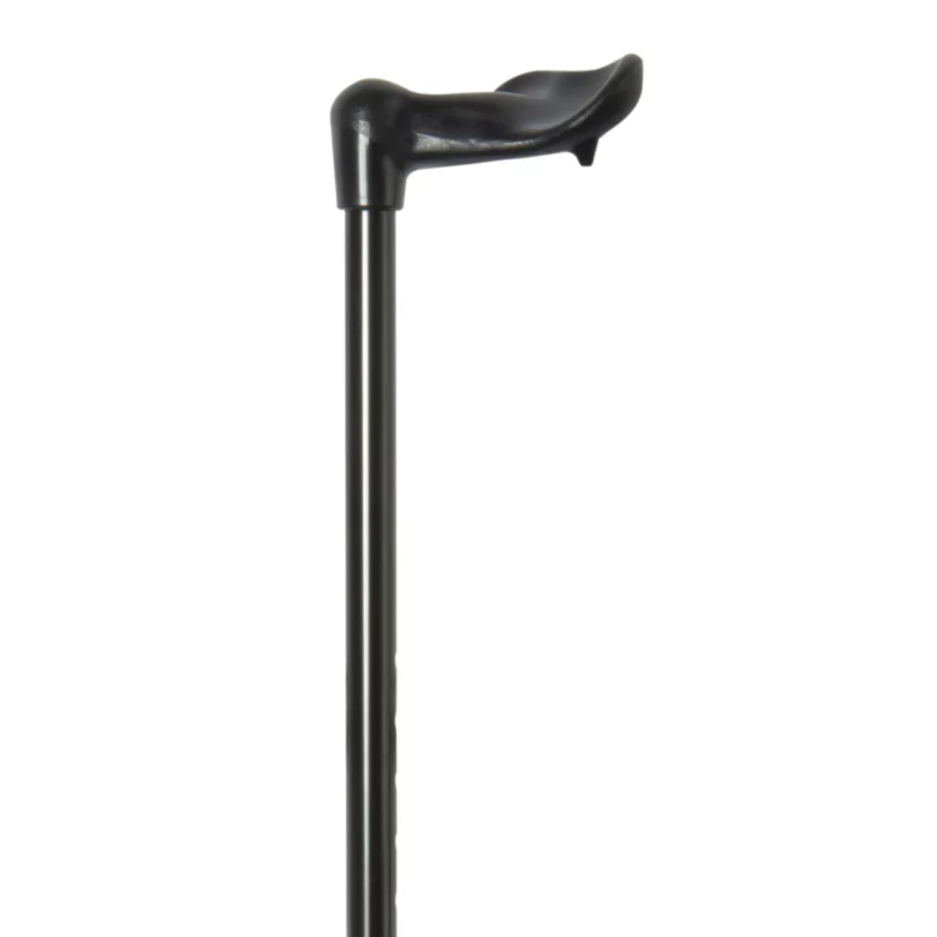 Bastone da passeggio ergonomico nero con ammortizzatore, impugnatura destra